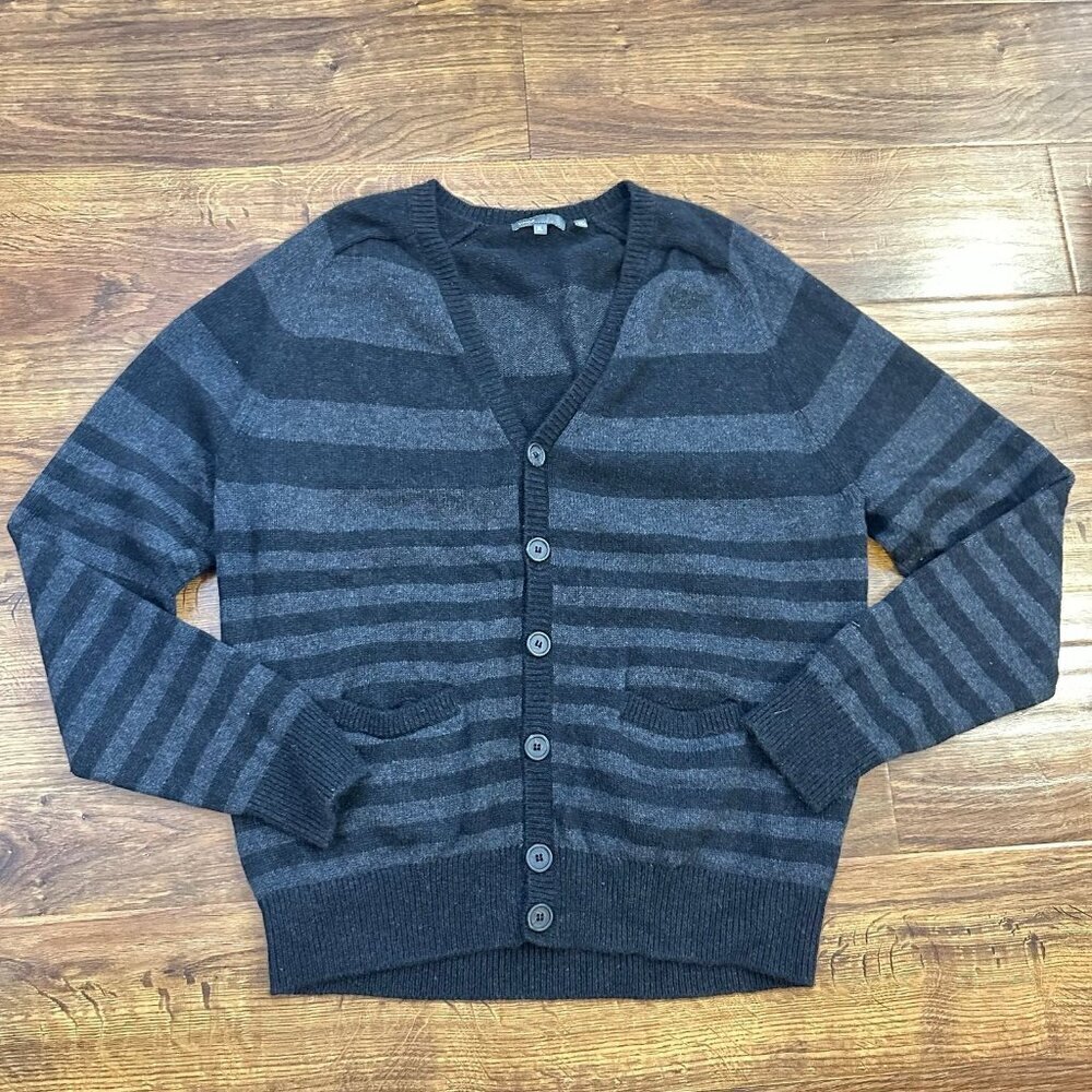 Vince stripped alpaca wool cashmere button up v neck Cardigan XL